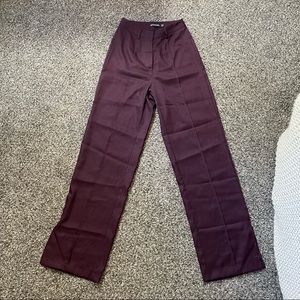 High rise front seam split hem tailored trouser pants